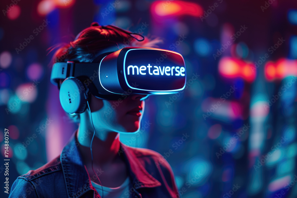 Teenager having fun play VR virtual reality goggle Teenager having fun play VR virtual reality goggle