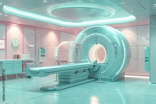 A MRI machine in a hospital room. Generative AI
