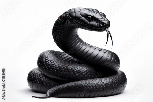 Black Mamba snake isolated on solid white background. ai generative photo