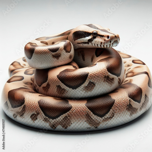 Boa Constrictor snake isolated on solid white background. ai generative