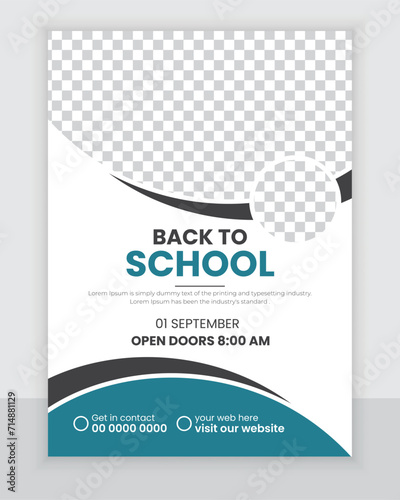 Education flyer or poster design, admission brochure cover template annual report print in a4
