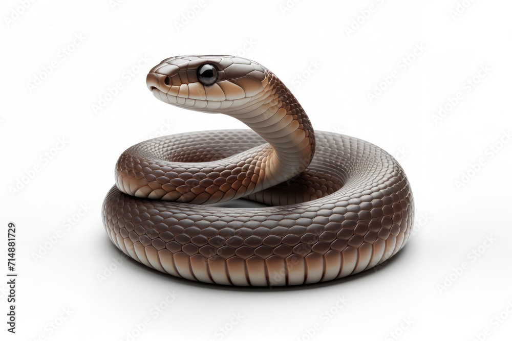 Eastern Brown Snake isolated on solid white background. ai generative Eastern Brown Snake isolated on solid white background. ai generative