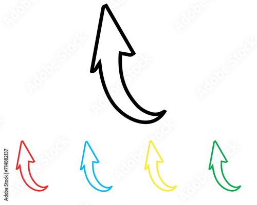 Curved arrow icon vector. Arrow pointer icon sign symbol in trendy flat style. Set elements in colored icons. Arrow up vector icon illustration isolated on white background