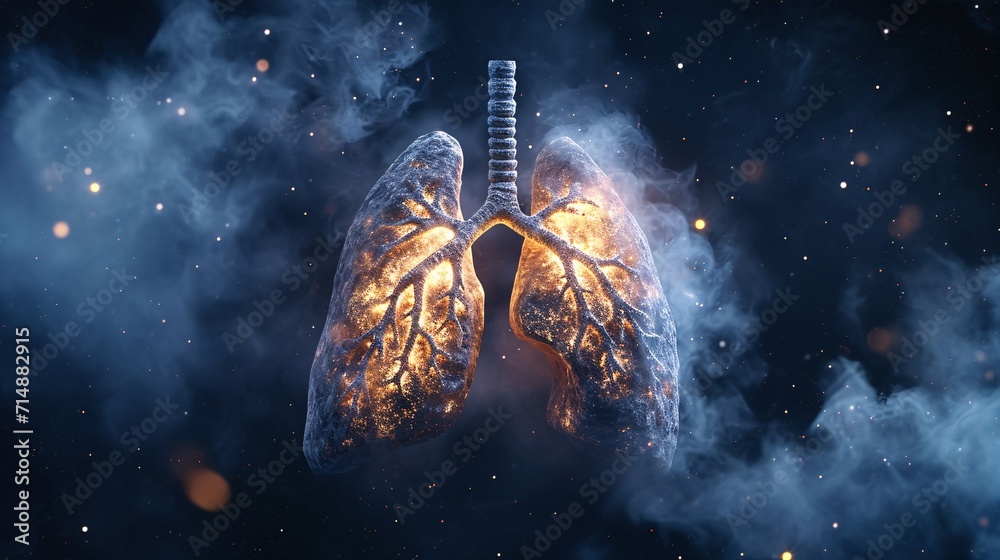 A 3D illustration of a human lung Generative AI - obrazy, fototapety, plakaty 