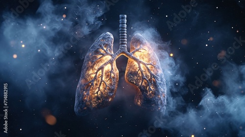A 3D illustration of a human lung Generative AI photo