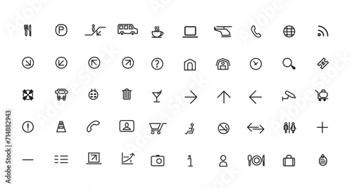 Office Business Icon Set Travel Hotel Food Computer