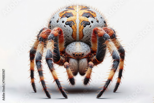 Orb Weaver Spider isolated on solid white background. ai generative