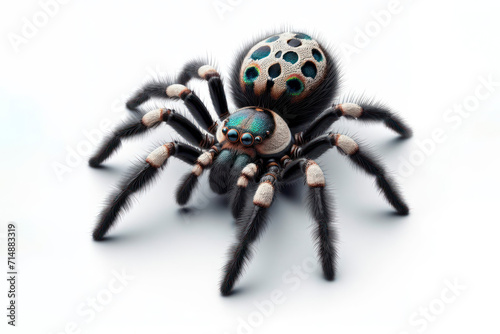 Peacock Spider isolated on solid white background. ai generative