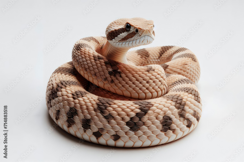Obraz premium Rattlesnake isolated on solid white background. ai generative