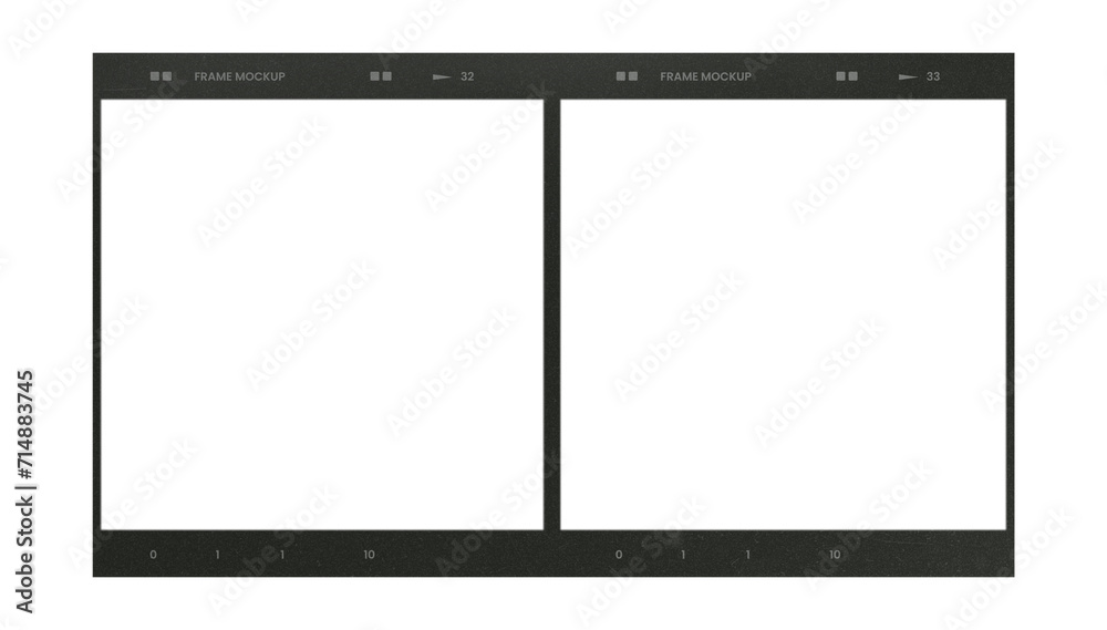 Camera transparent film strip mockup, isolated on white background template frame, real high-res 35mm photo scan analogue sheet negative Camera transparent film strip mockup, isolated on white background template frame, real high-res 35mm photo scan analogue sheet negative