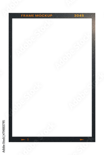 Camera transparent film strip mockup, isolated on white background template frame, real high-res 35mm photo scan analogue sheet negative