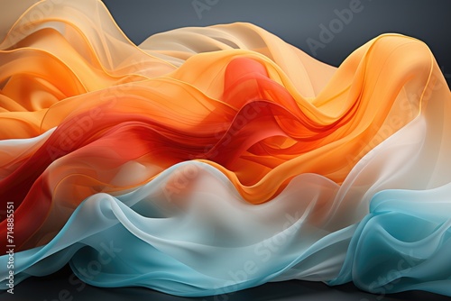 An exquisite blend of peach and orange hues dance across a textured fabric, creating a stunning abstract piece of vector art