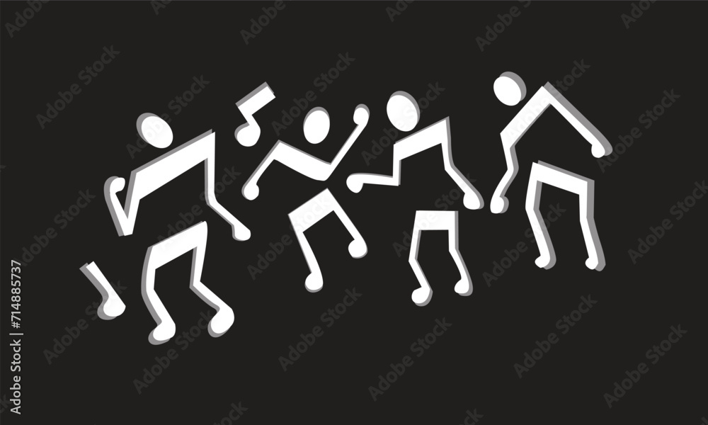 The notes are designed to create cartoon characters that dance to the rhythm of the music. The notes are designed to create cartoon characters that dance to the rhythm of the music.