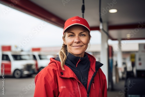 Portrait of a middle aged female worker at gas station © Baba Images