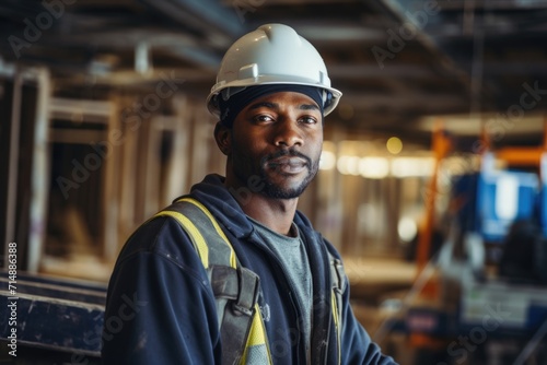 Portrait of a male construction worker inside unfinished building