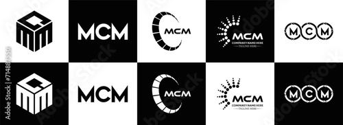 MCM logo. M C M design. White MCM letter. MCM, M C M letter logo design. Initial letter MCM linked circle uppercase monogram logo. M C M letter logo vector design. MCM letter logo design five style.