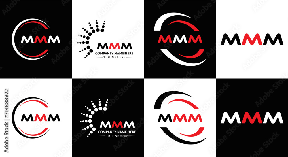 MMM logo. M M M design. White MMM letter. MMM, M M M letter logo design. Initial letter MMM linked circle uppercase monogram logo. M M M letter logo vector design. MMM letter logo design five style.