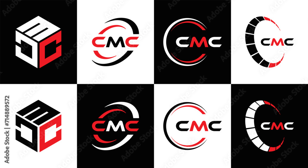 CMC logo. C M C design. White CMC letter. CMC, C M C letter logo design. Initial letter CMC linked circle uppercase monogram logo. C M C letter logo vector design. CMC letter logo design five style.