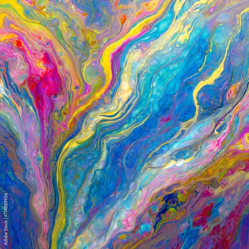 Ethereal Marble Symphony: Intricate Flows of Colorful Paint Background © Iuliia