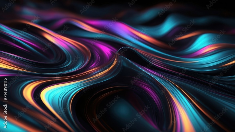 Metallic abstract wavy liquid background layout design tech innovation, generative, AI. Metallic abstract wavy liquid background layout design tech innovation, generative, AI.