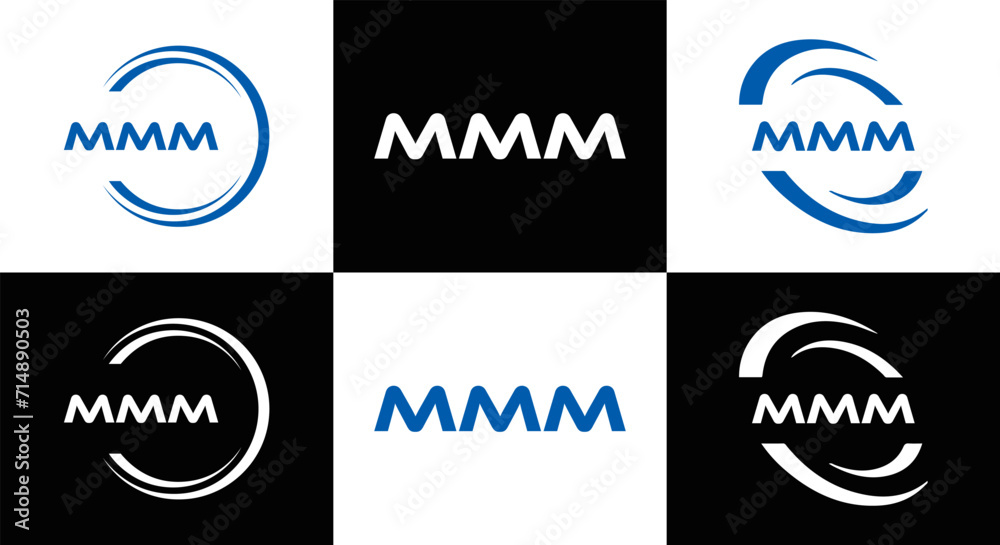 MMM logo. M M M design. White MMM letter. MMM, M M M letter logo design. Initial letter MMM linked circle uppercase monogram logo. M M M letter logo vector design. MMM letter logo design five style.