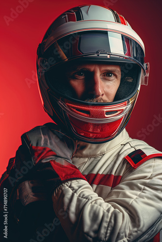Race driver posing with a helmet © thejokercze