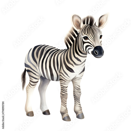 Zebra in a transparent background watercolor clip art