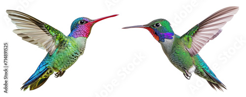 Collection set of Broad Billed Hummingbird isolated on white or transparent background PNG photo