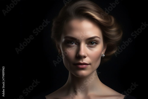 A pretty woman black background