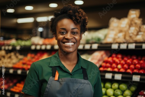 Portrait of a middle aged woman working in grocery store