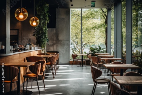 Interior of a modern empty cafe