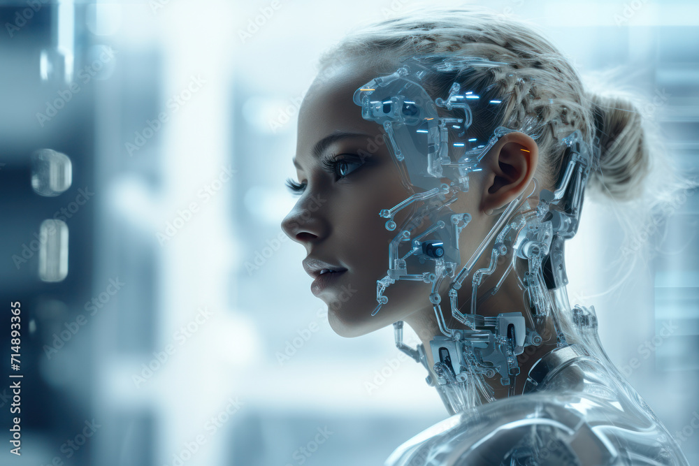 Peer into the future of technology and humanity, with visuals that showcase the integration of cybernetics into everyday life. Generative Ai. Peer into the future of technology and humanity, with visuals that showcase the integration of cybernetics into everyday life. Generative Ai.