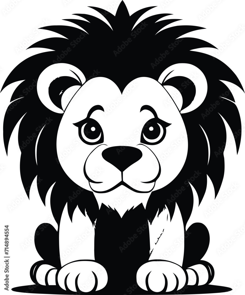 Cute Lion Cartoon Royalty Silhouette Vector Art illustrator Design