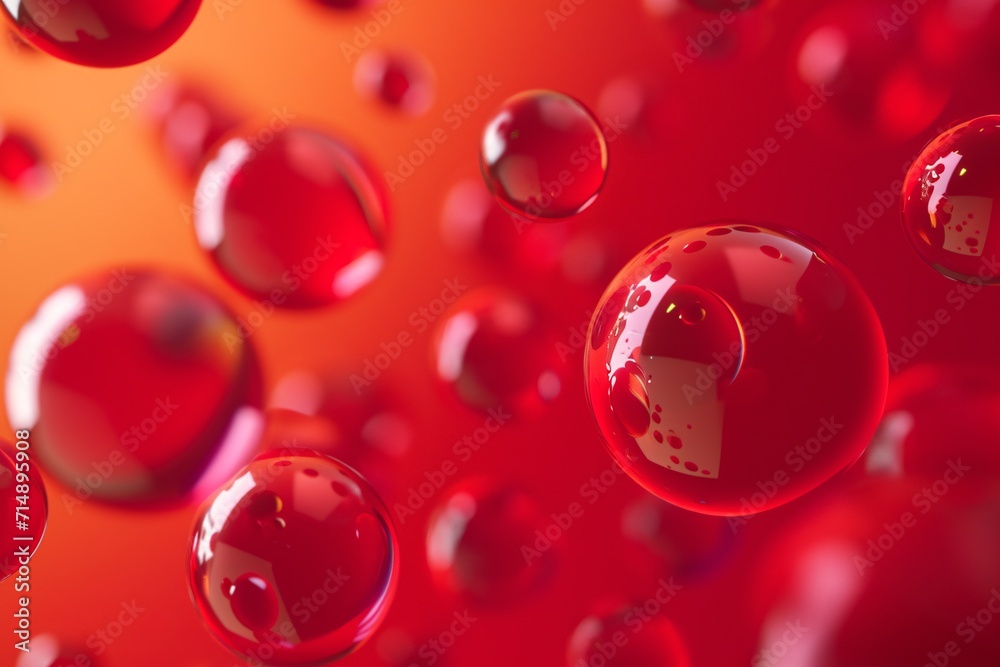 Blood-like liquid with red bubbles Generative AI