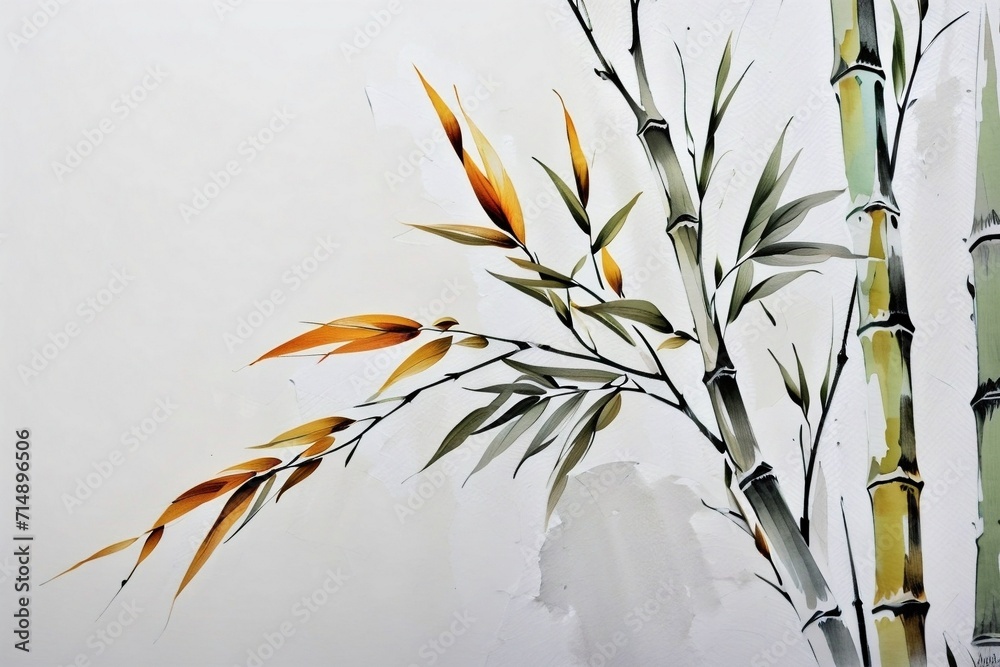 Obraz premium Shadowy Elegance Generative AI's Noir Botanical Bamboo Leaf Close-Up