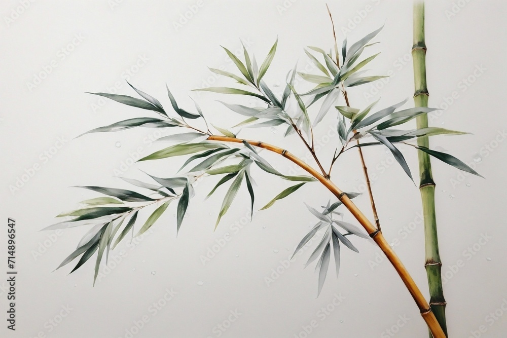 Obraz premium Shadowy Elegance Generative AI's Noir Botanical Bamboo Leaf Close-Up