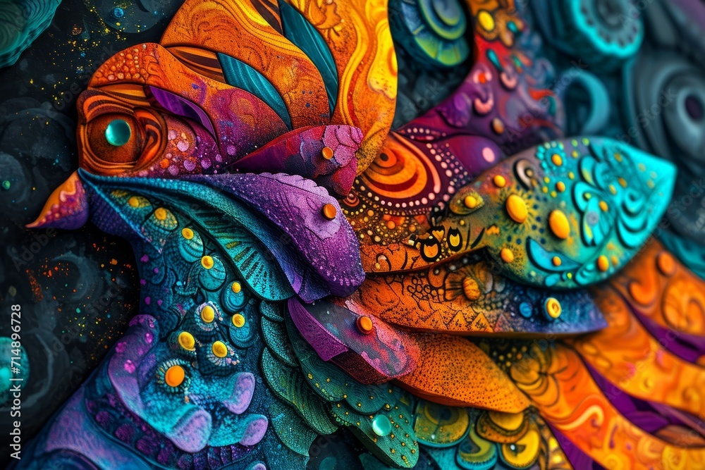 Vivid and Textured Psychedelic Butterfly Artwork
