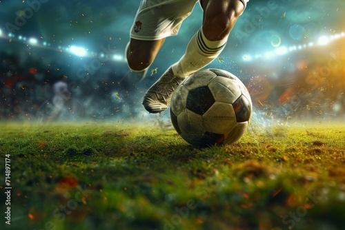 Explosive Soccer Player Kick in Dramatic Light  © LadiesWin
