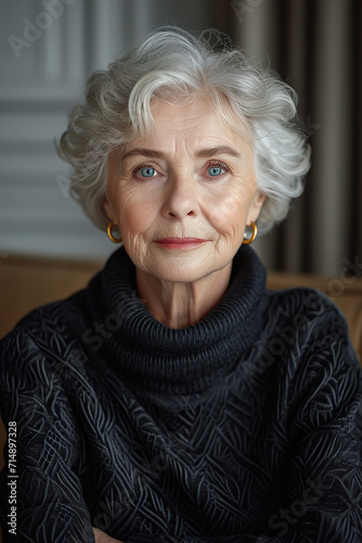 Graceful Composure: Capturing the Tranquility in the Eyes of a Mature Lady