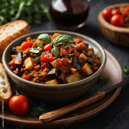 Eggplant Caponata with Toasted Baguette - A Savory Sicilian Delight