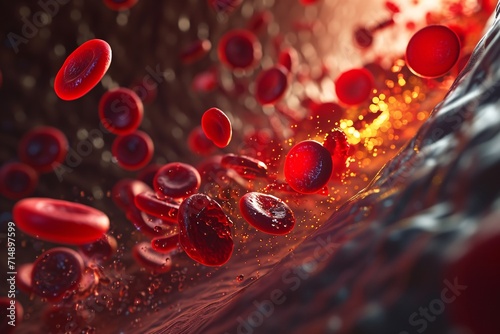 Blood cells in motion Generative AI photo