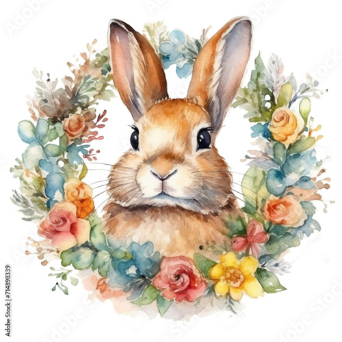rabbit with flower wreath