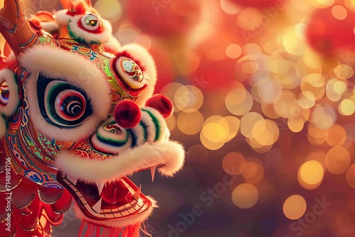 Vibrant Chinese Lion Dance in Festive Celebration 
