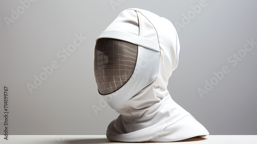 Fencing Mask in the Fencing Competition. Banner with place for text