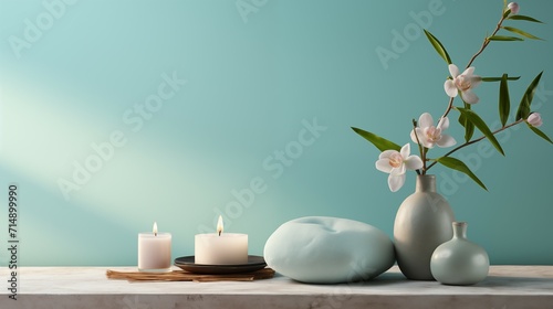 Minimalist Spa Setting with Serene Colors and Essential