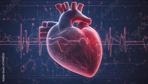 Heartbeat line transforming into a digital AI code, real-time patient monitoring