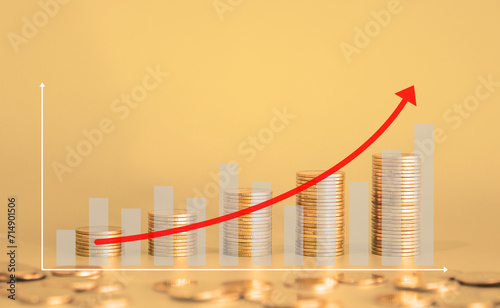 Canvastavla Upward Business Chart Showing Financial Growth with Arrow and Bar Diagram