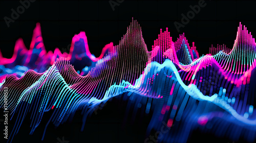 Dynamic abstract design representing technology and information flow, creating a visually captivating digital landscape photo
