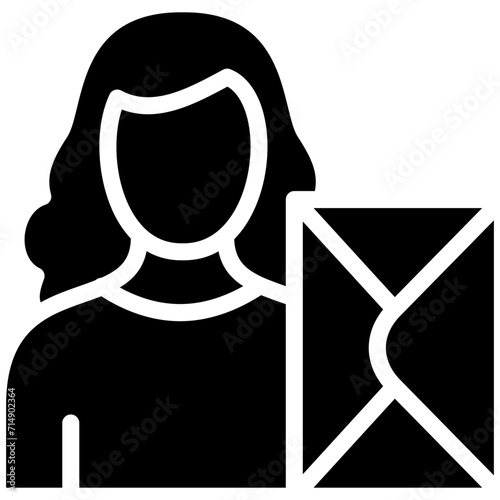 Woman with Envelope vector icon illustration of Housekeeping iconset.