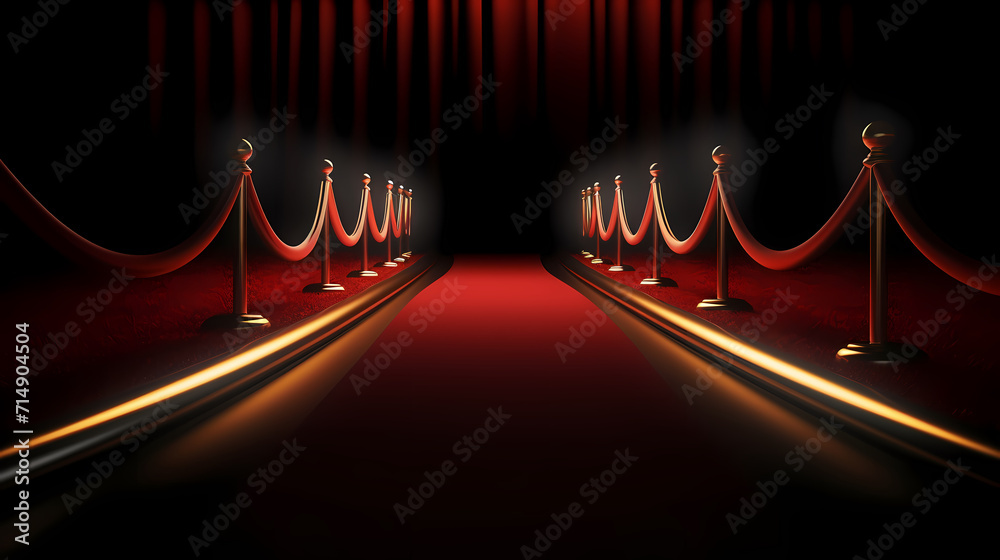 Luxurious and elegant red carpet staircase, holiday awards ceremony event Luxurious and elegant red carpet staircase, holiday awards ceremony event